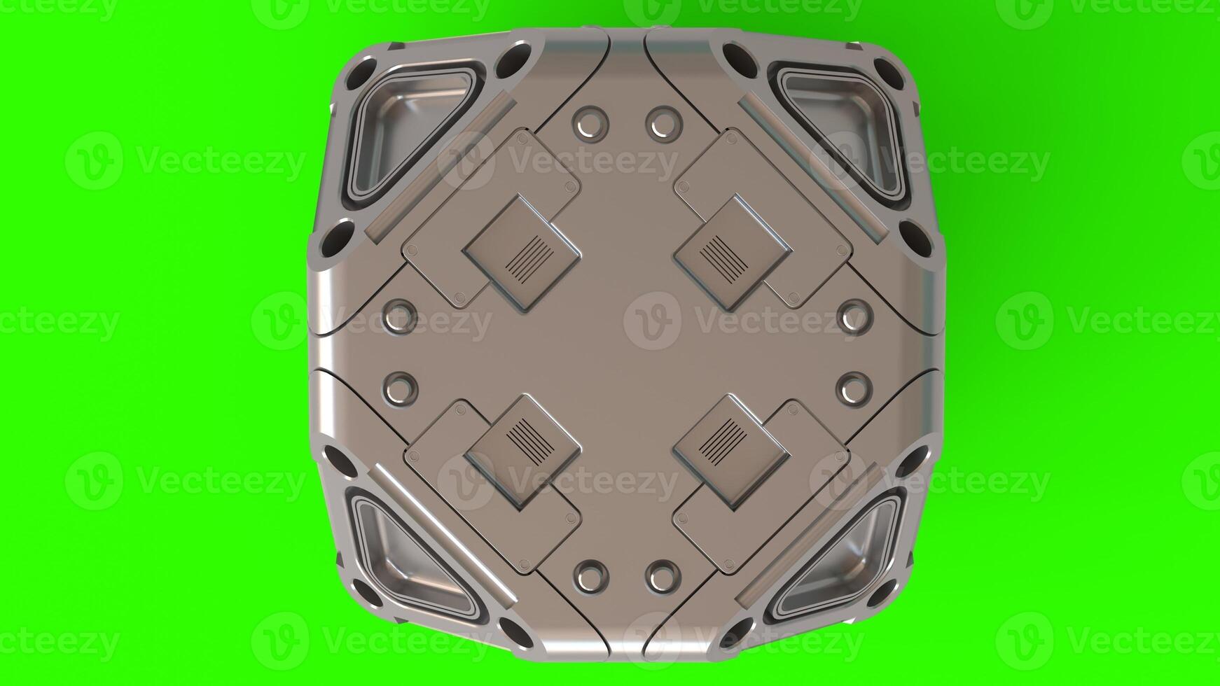sci-fi cube with green background photo