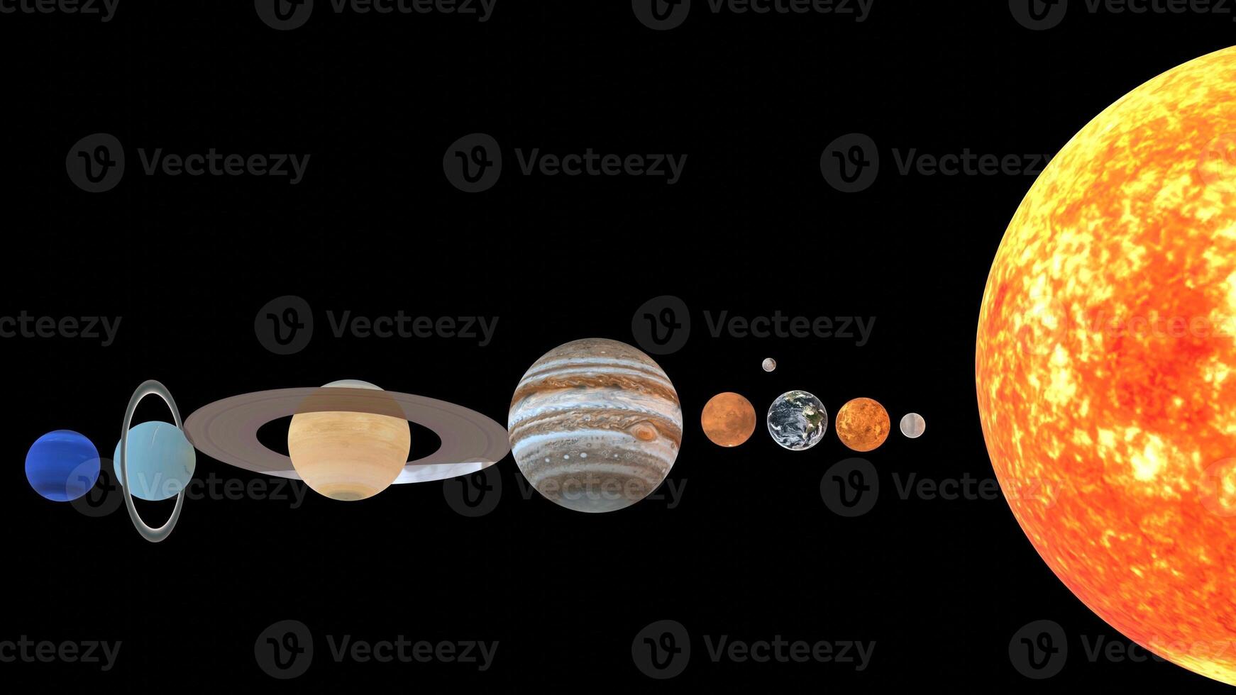solar system with black background photo