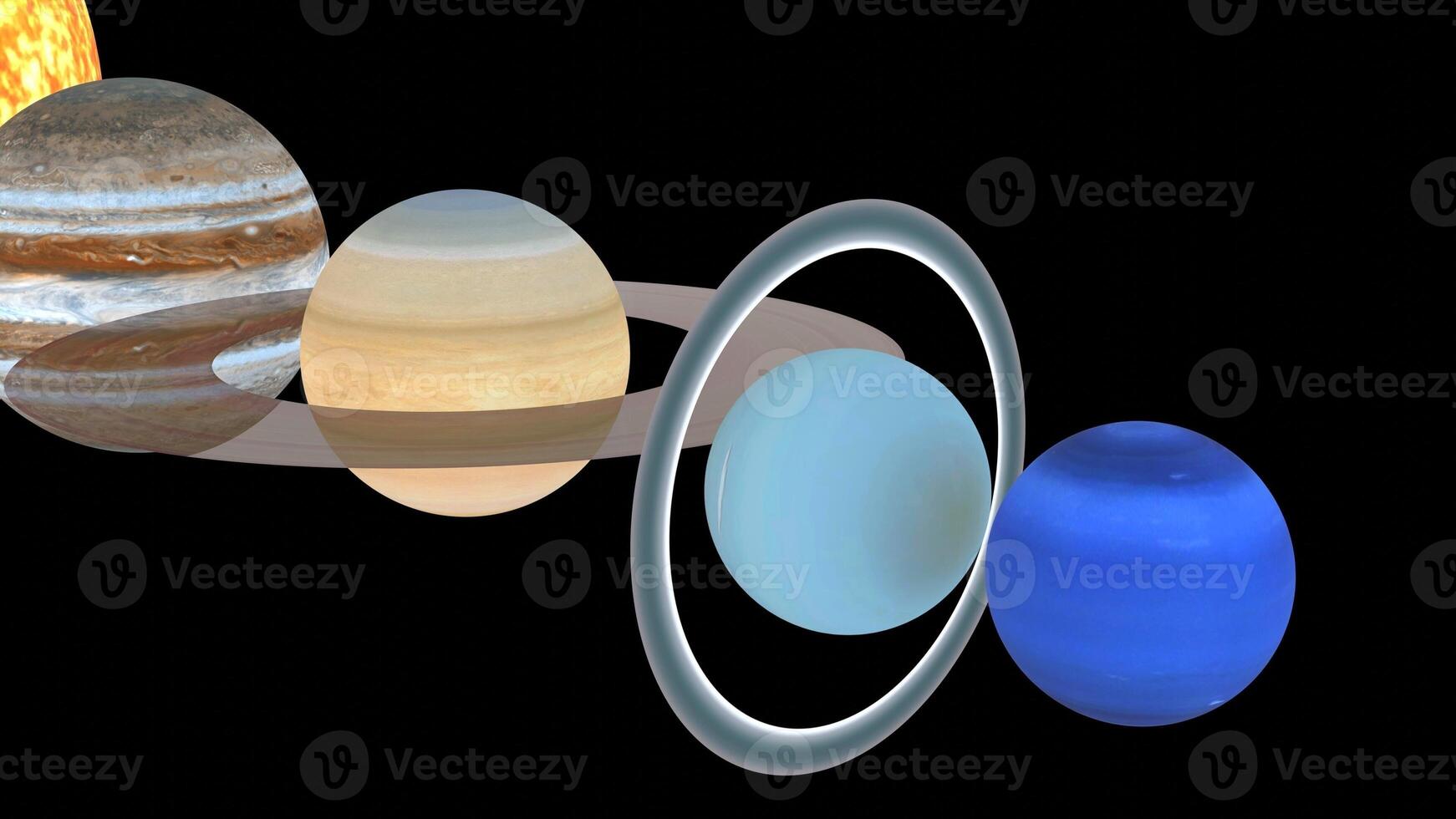 solar system with black background photo