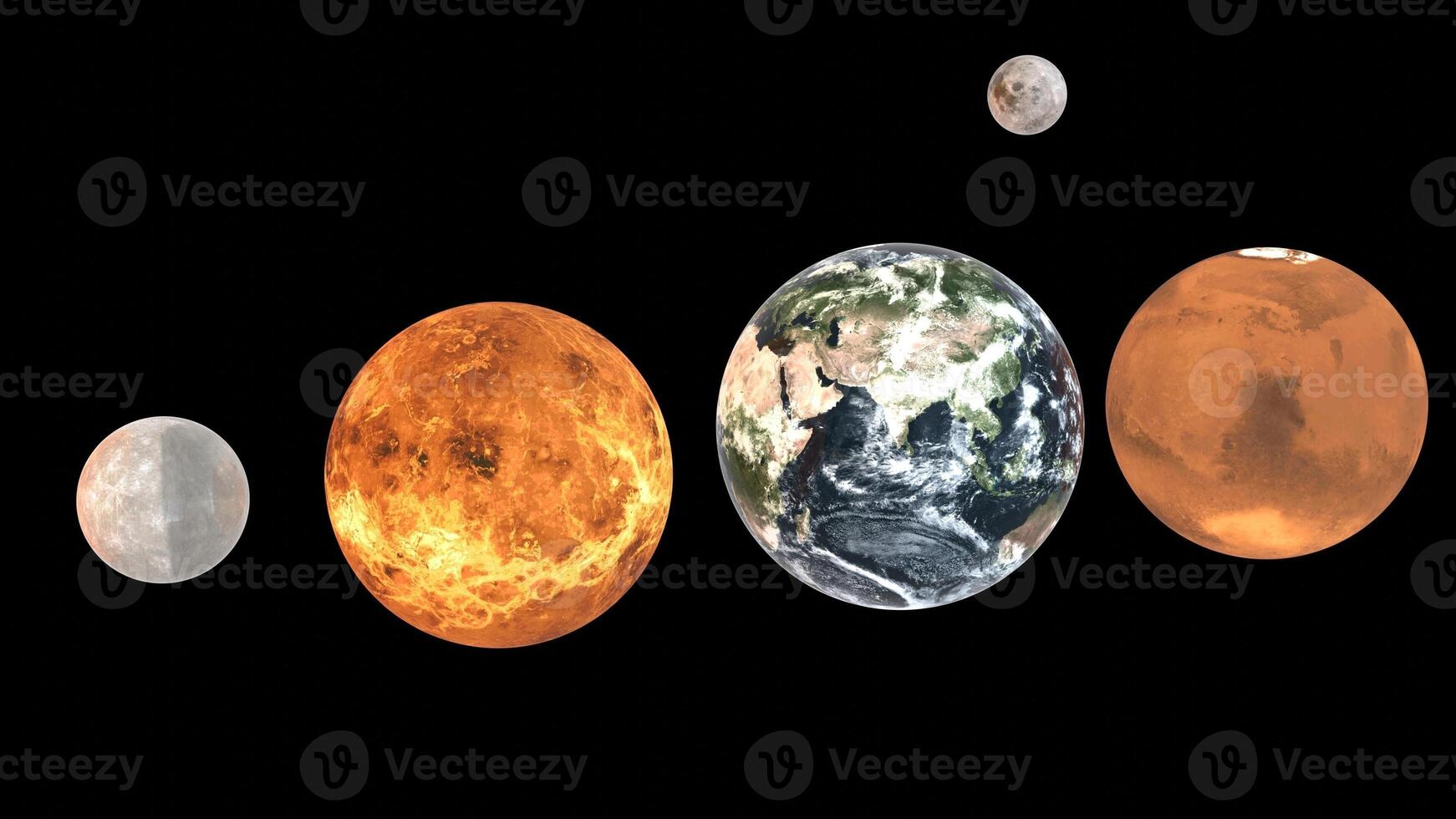 solar system with black background photo