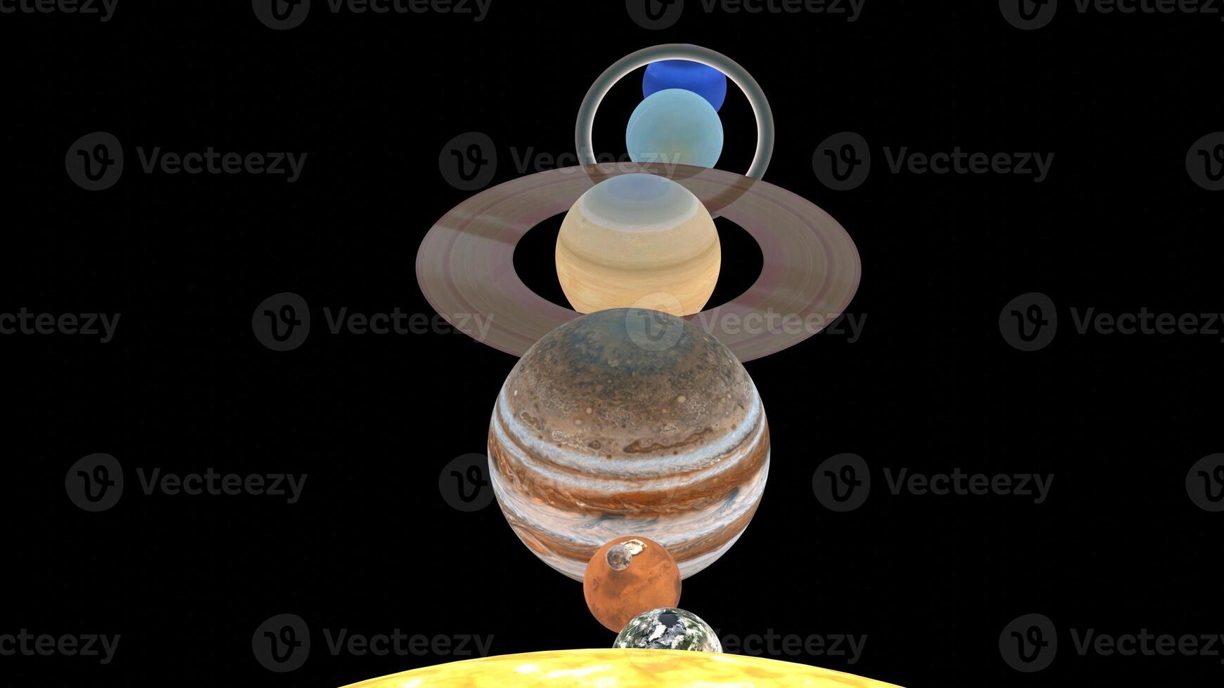 solar system with black background photo