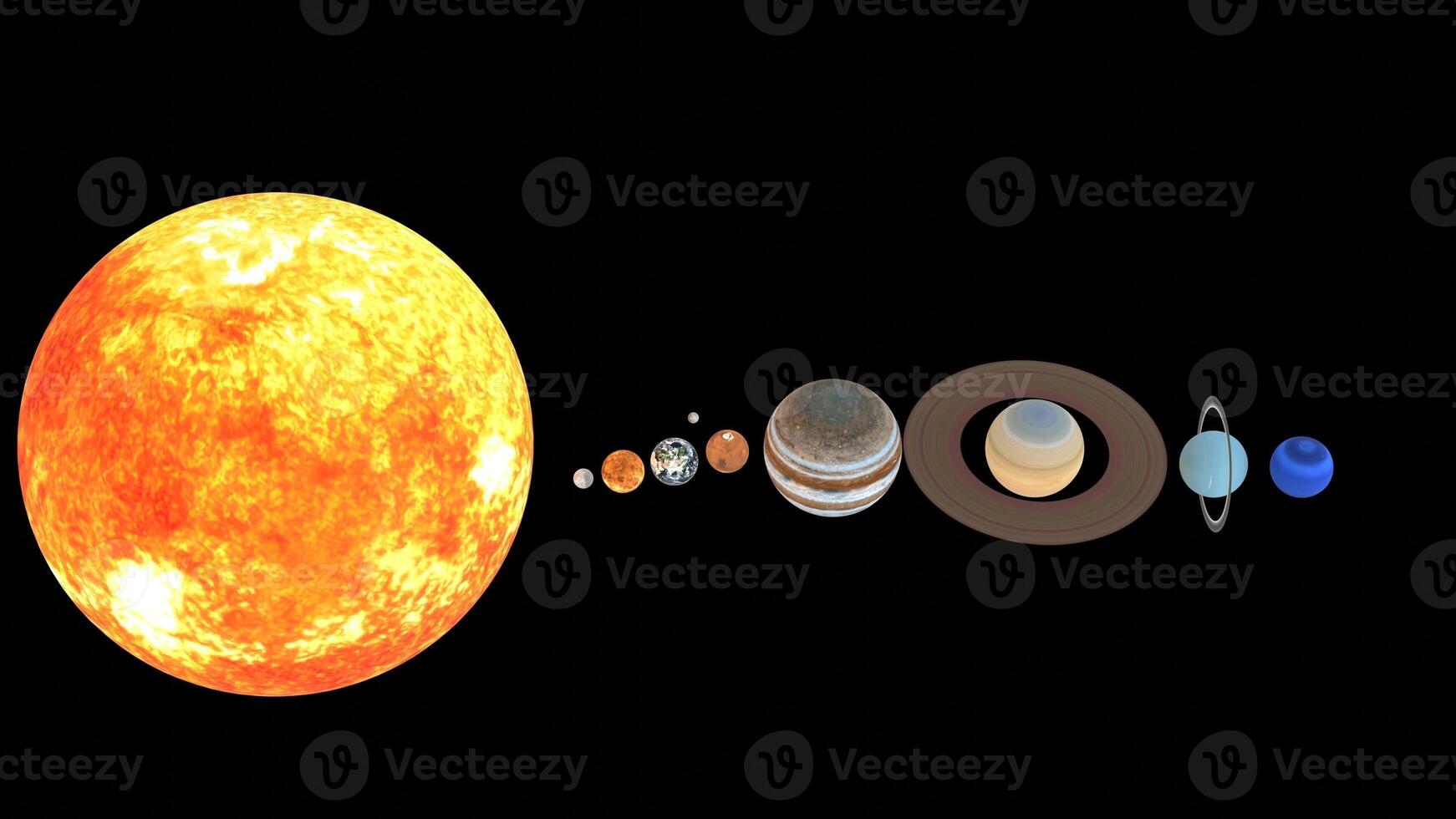 solar system with black background photo