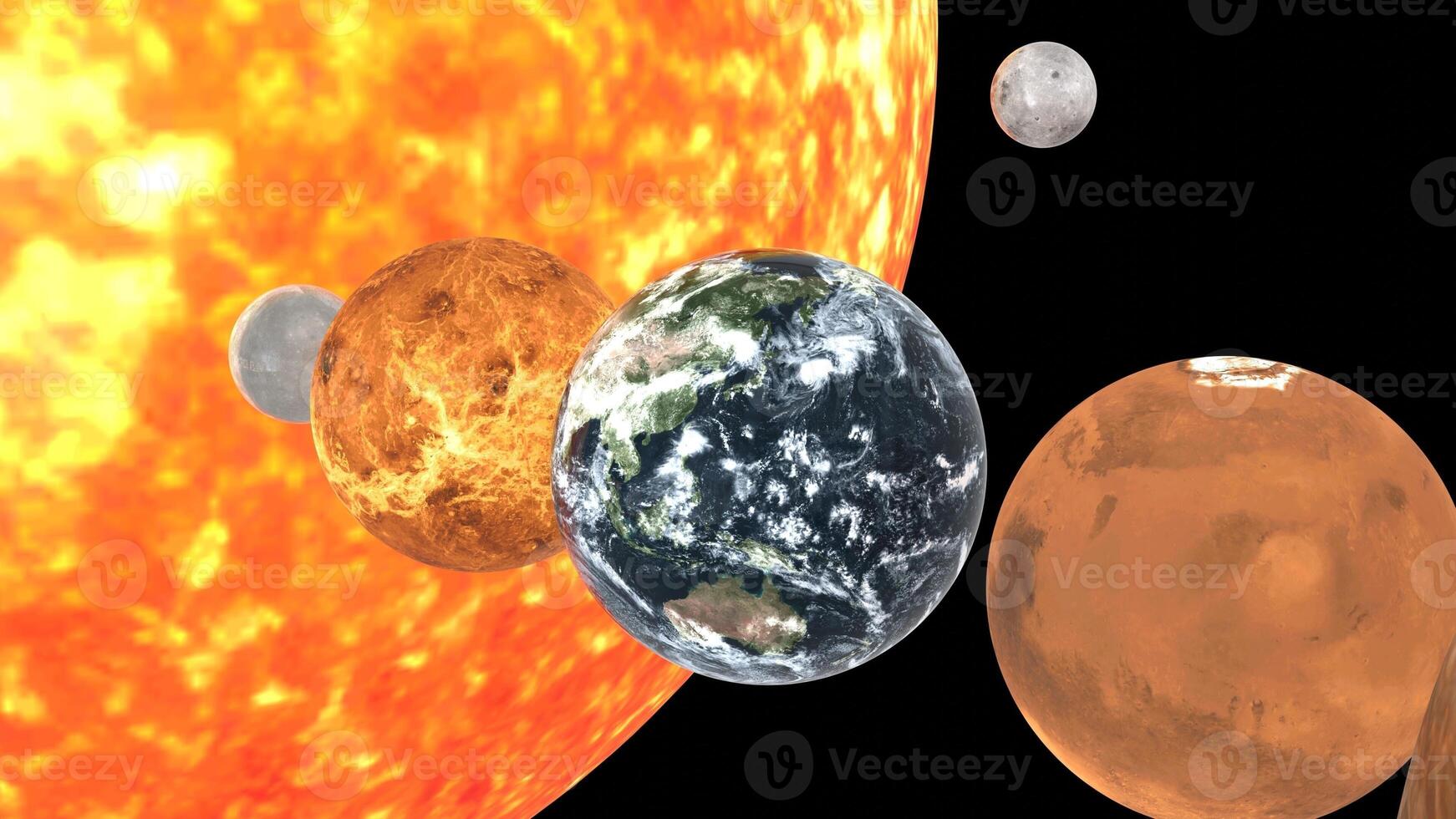solar system with black background photo