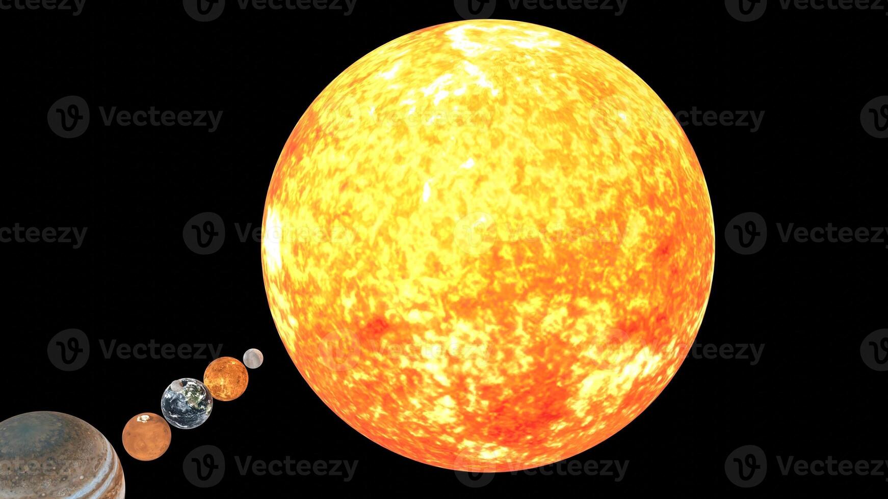 solar system with black background photo