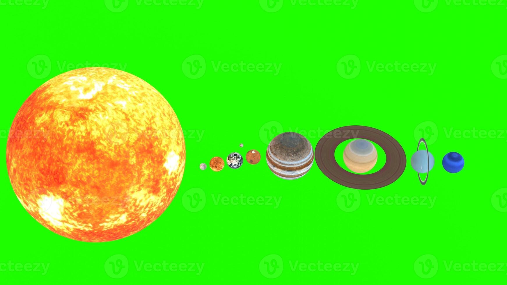 solar system with green background photo