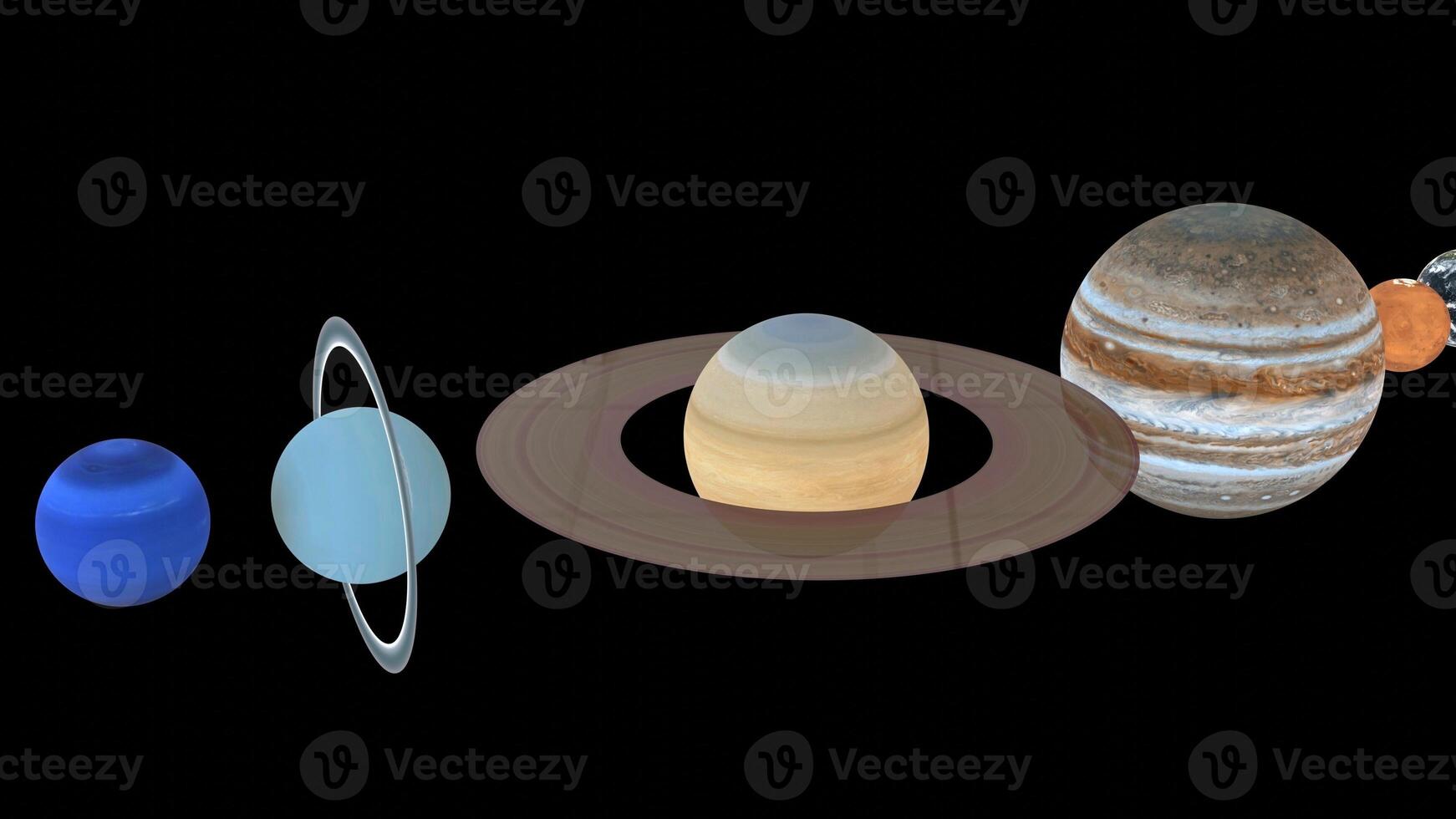 solar system with black background photo
