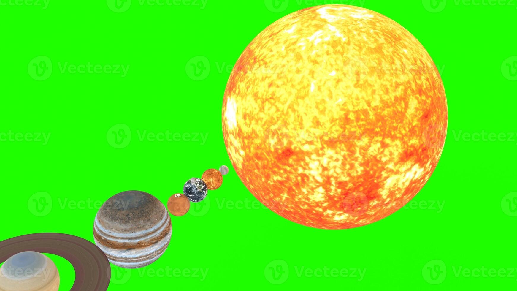 solar system with green background photo