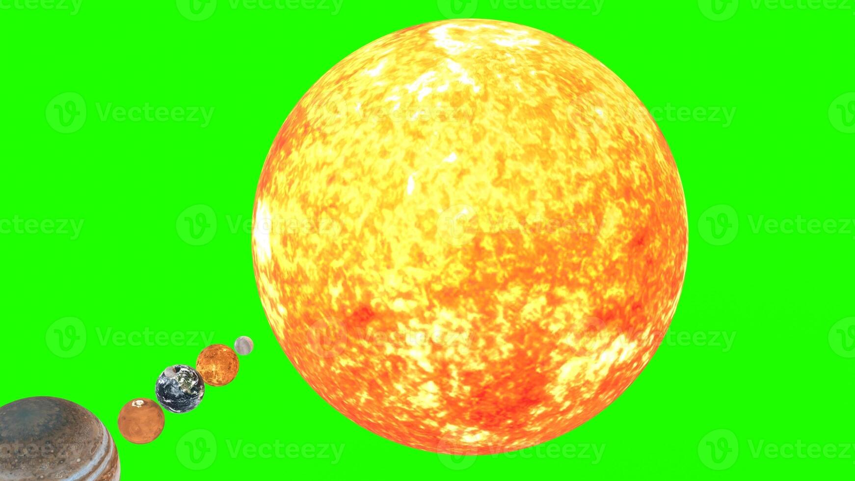 solar system with green background photo
