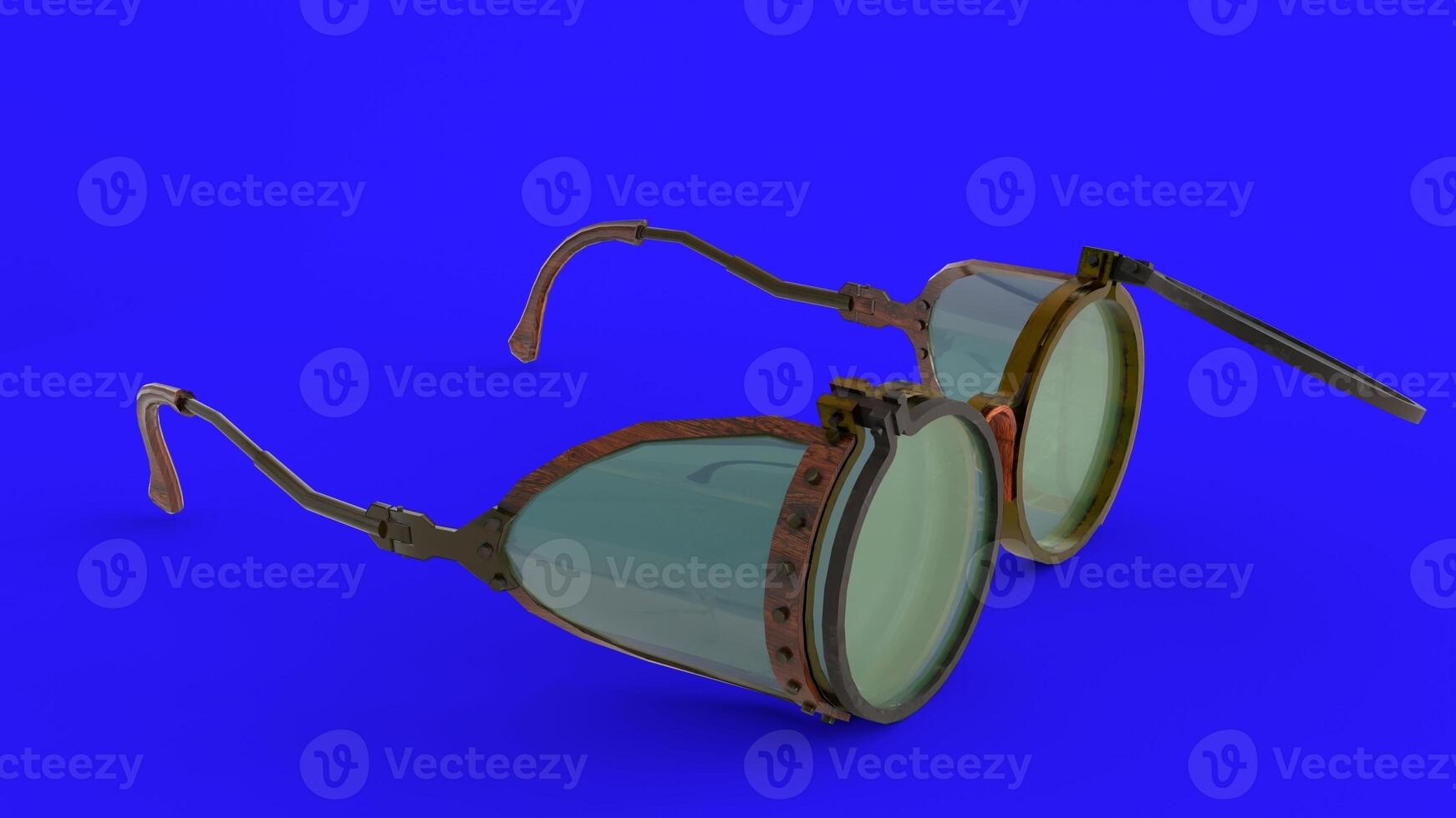 steampunk glasses with blue background photo