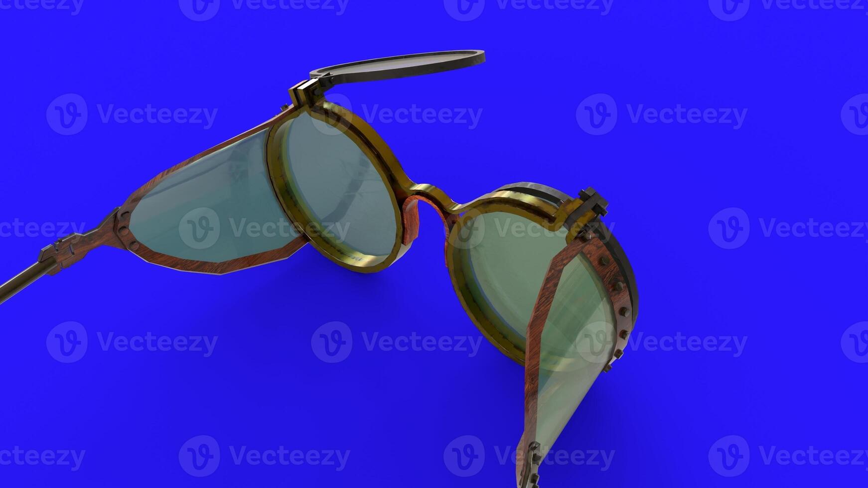 steampunk glasses with blue background photo