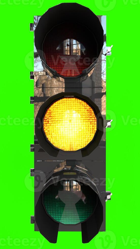 traffic signal light with green background photo