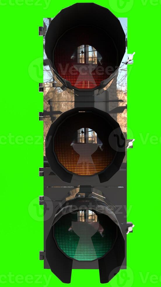 traffic signal light with green background photo