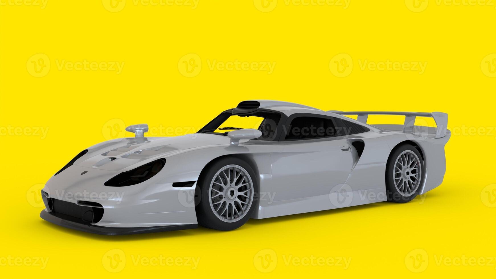 white toy car with yellow background photo