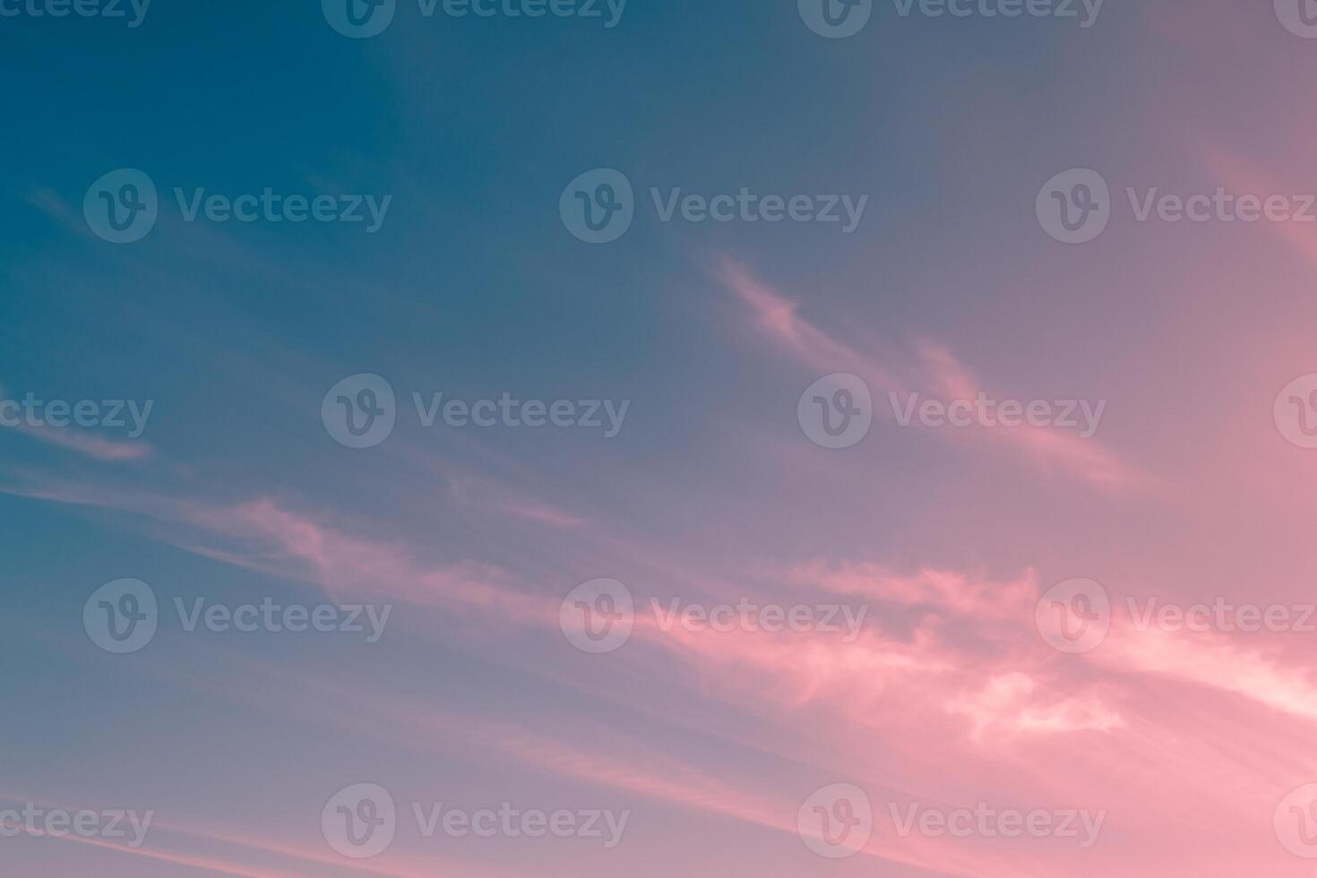 sky with clouds at sunset or dawn, pink and blue color, clouds, natural background photo