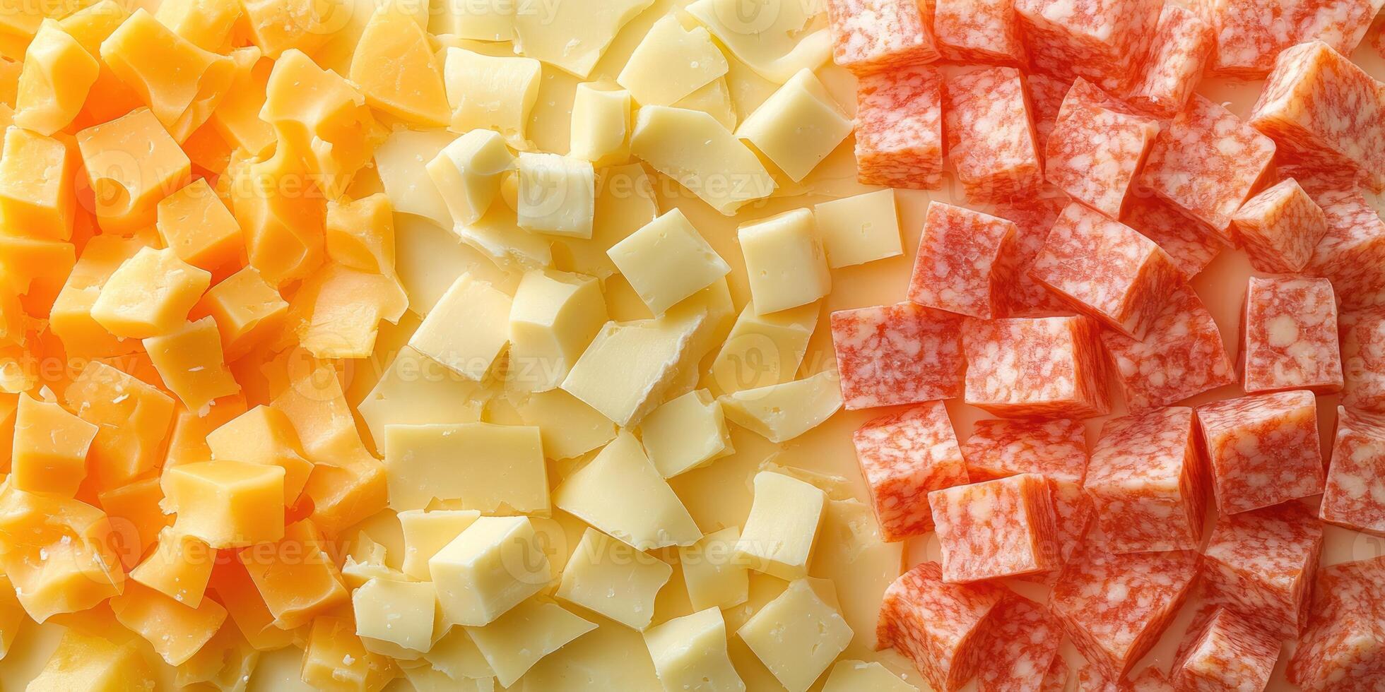 Close-up of Cubed Cheese and Salami photo