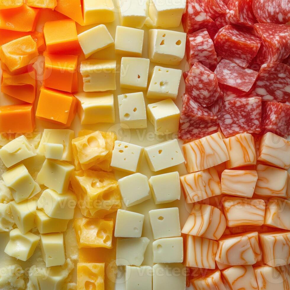 Assortment of Cubed Cheese and Salami photo