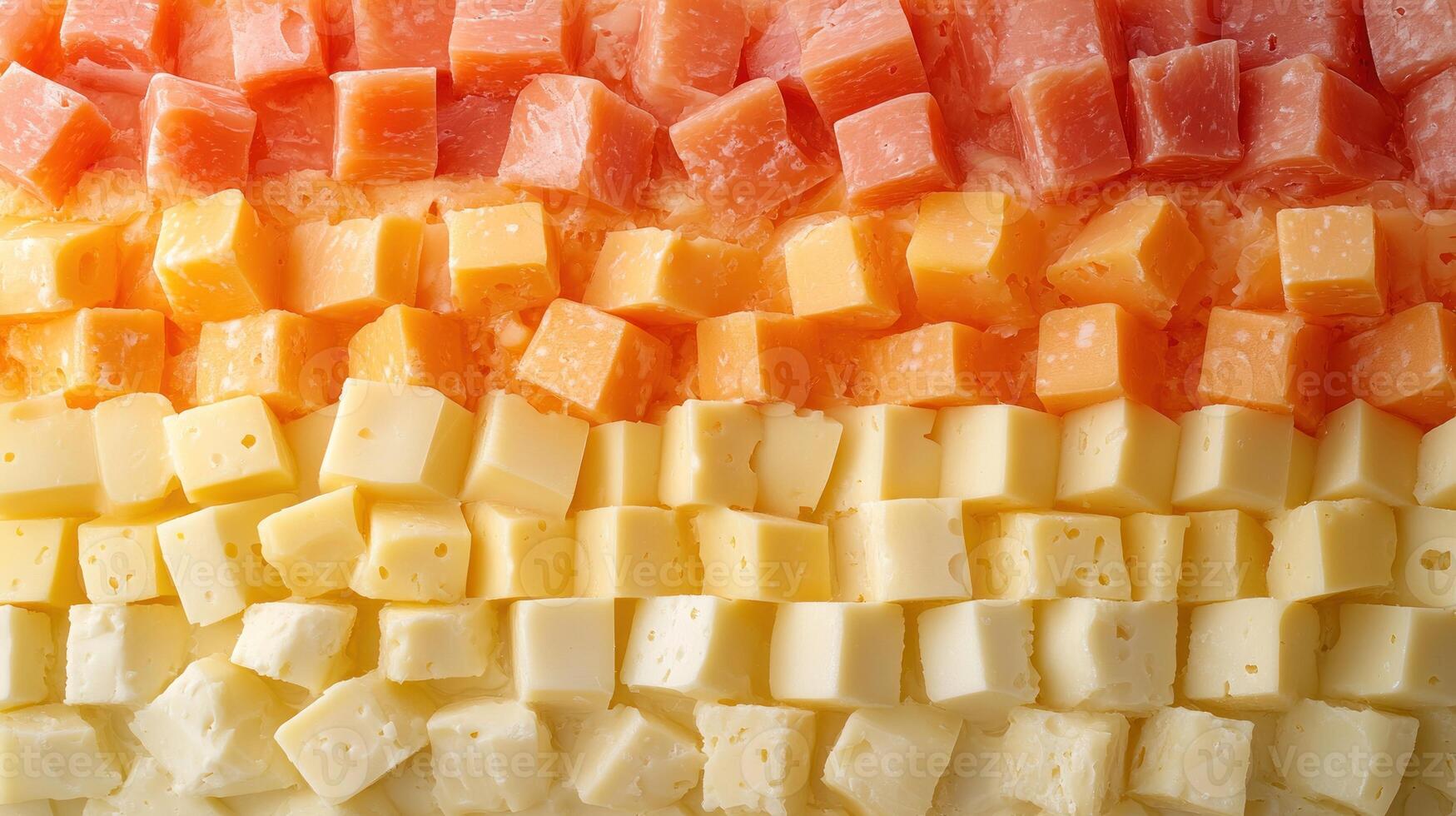 Close-up of Three Different Types of Cheese in Cubes photo