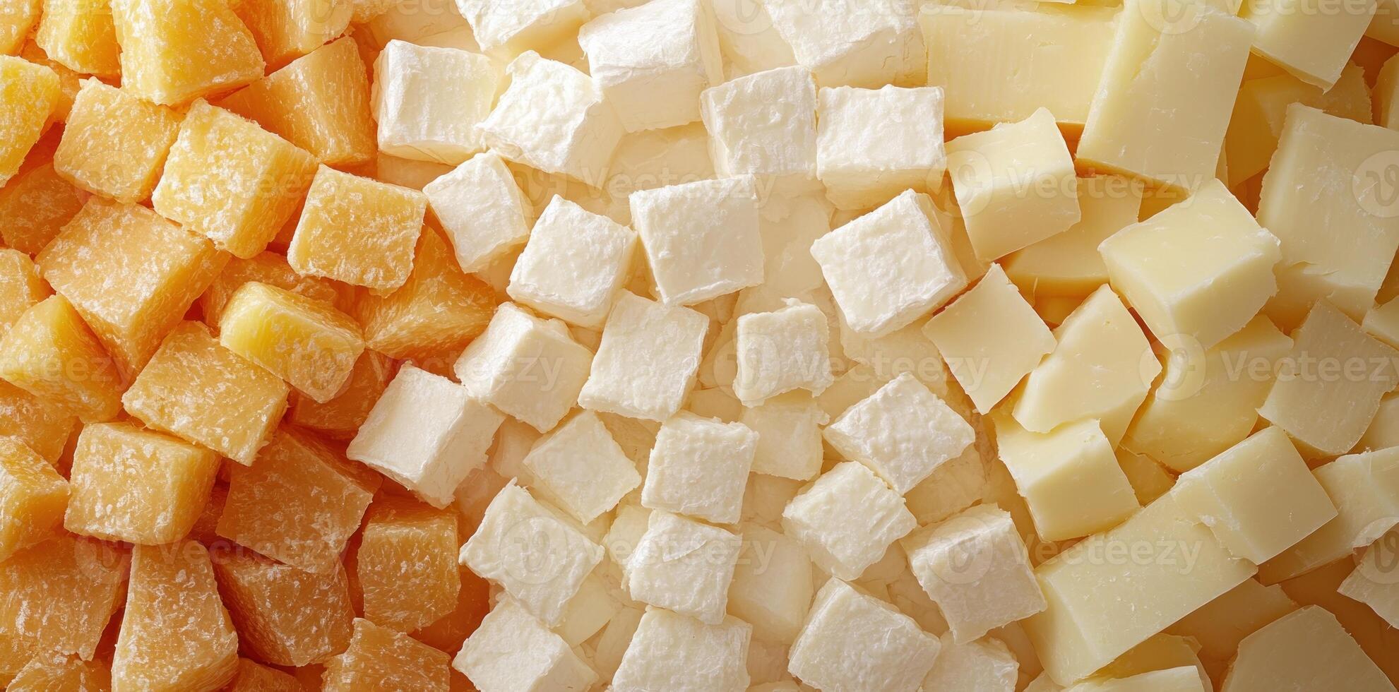Close-up of cubed, yellow, white, and off-white Turkish Delight photo