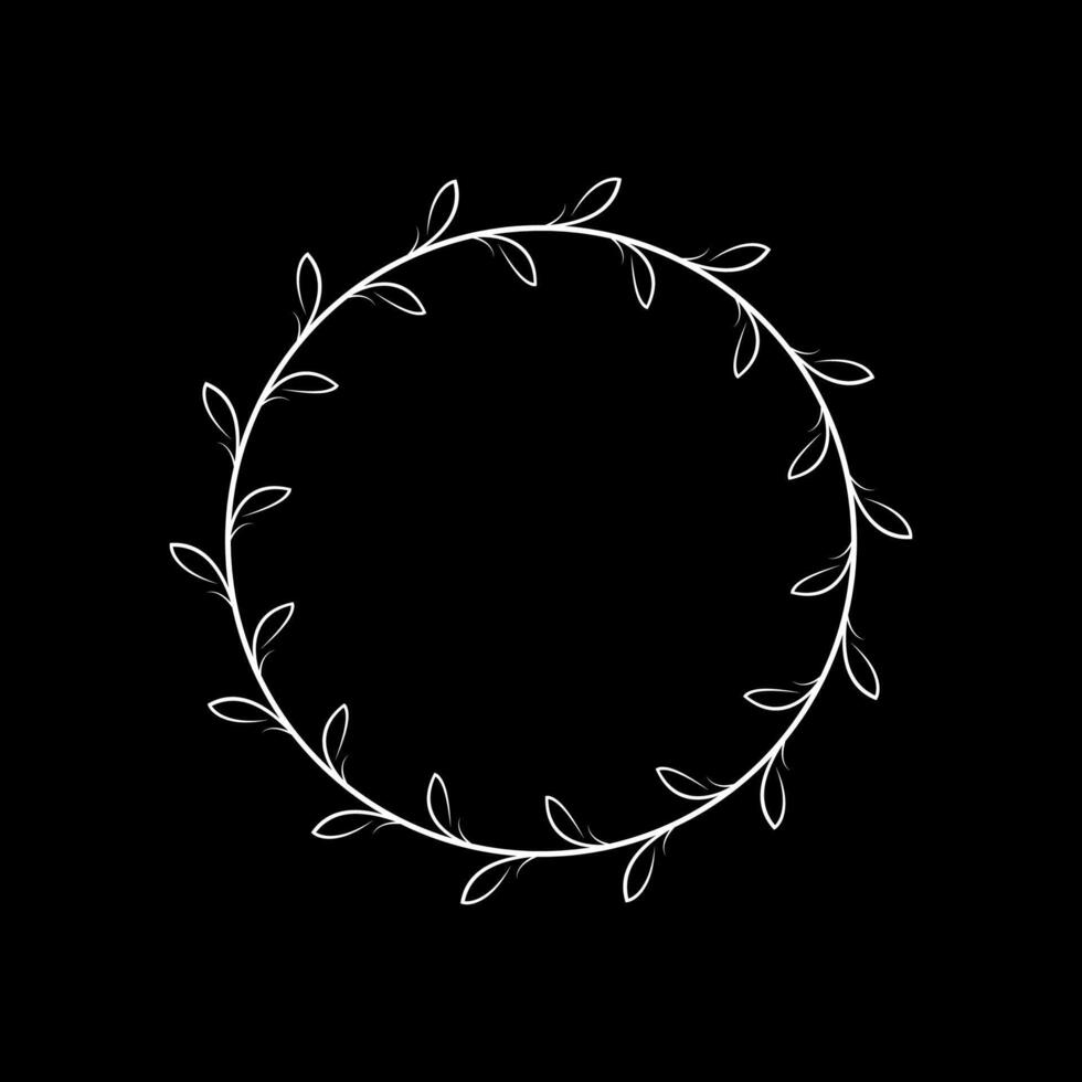 Circle frame with leaves on black background. illustration for your design vector