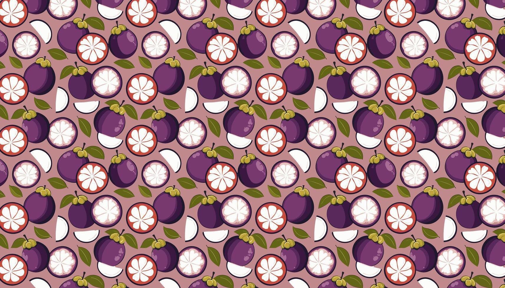 Pattern with mangosteen fruits. illustration. vector