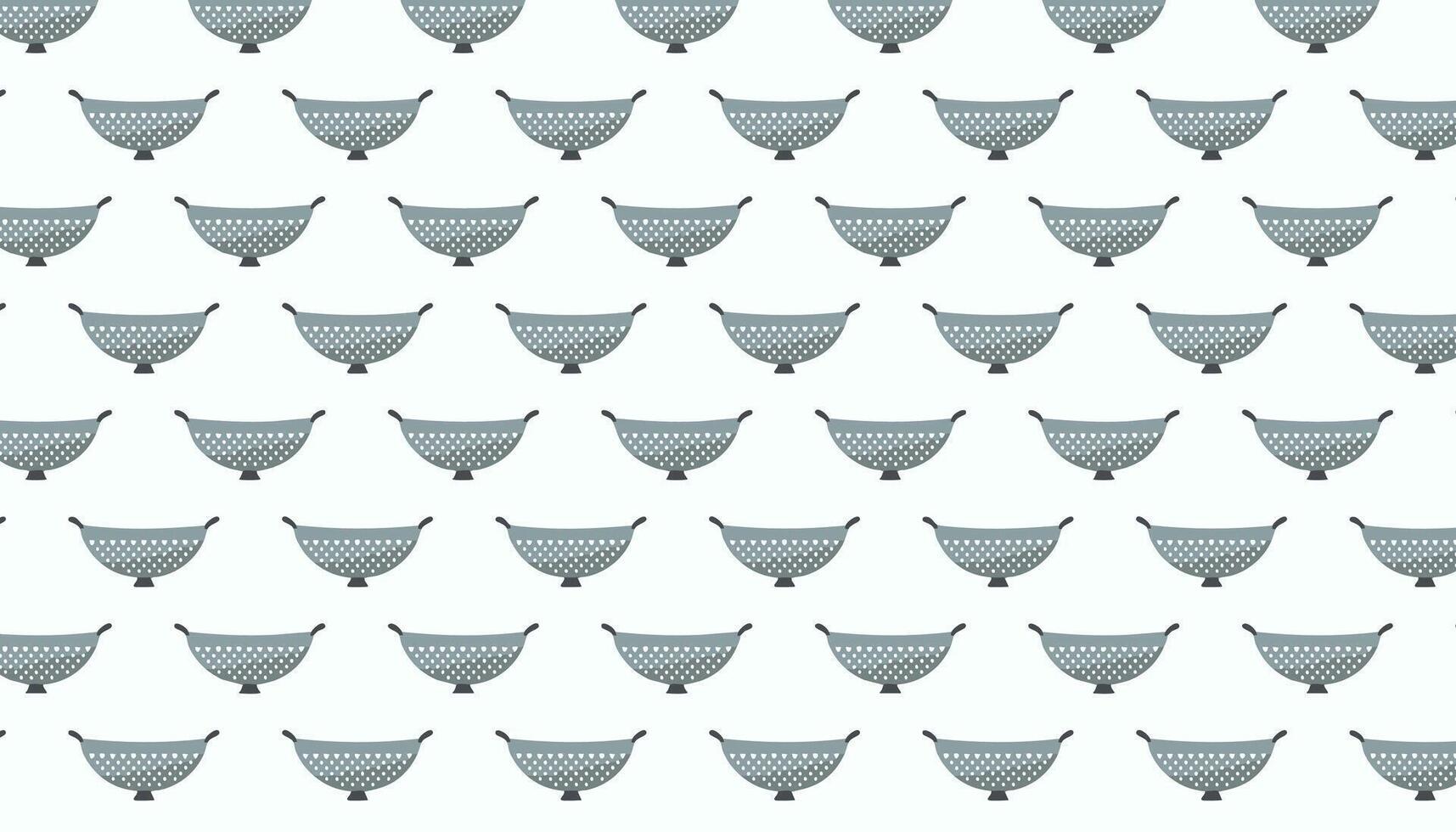 Pattern with hand drawn blue colander on a white background. vector
