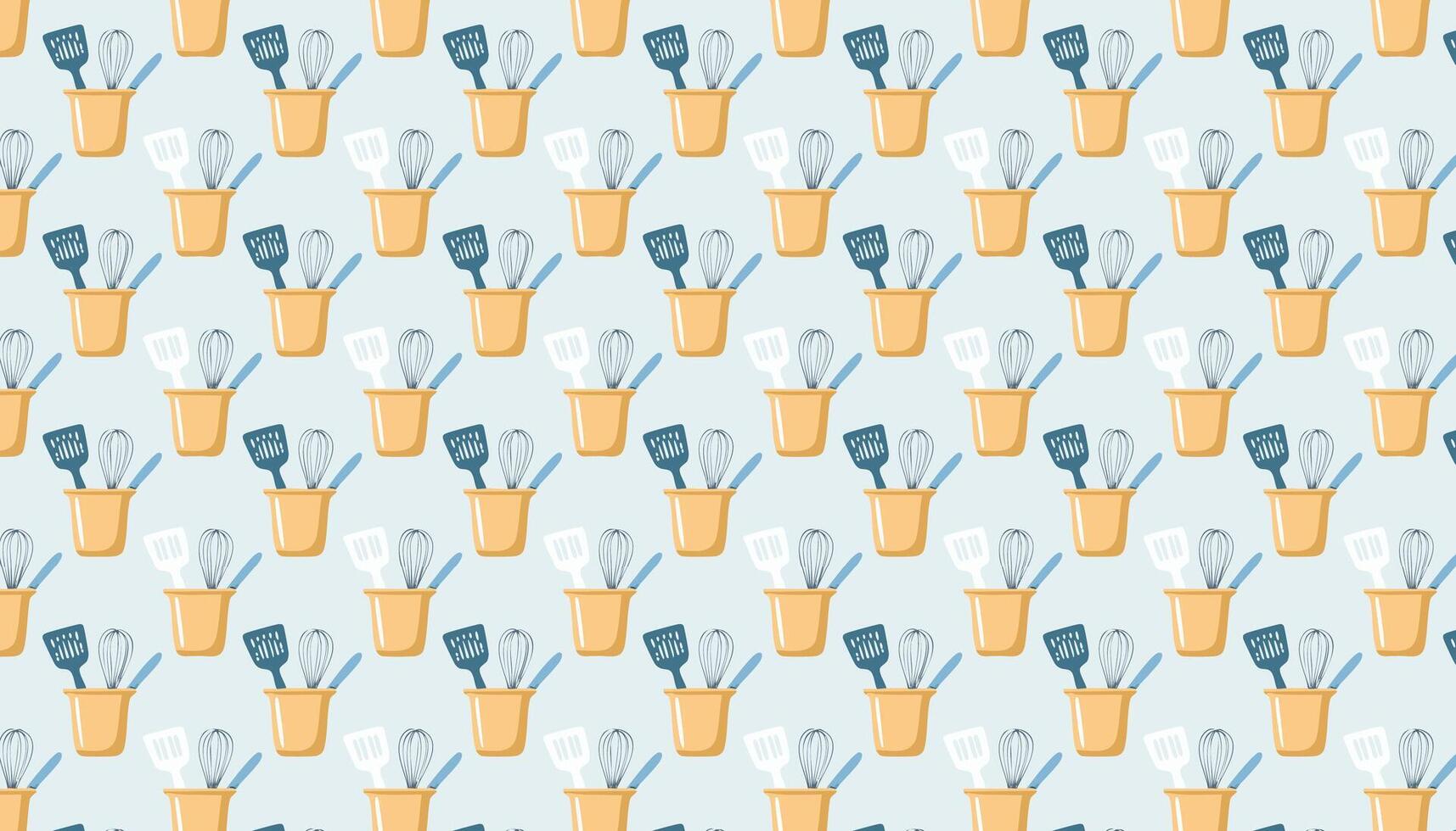 Pattern with kitchen tools holder. illustration. vector
