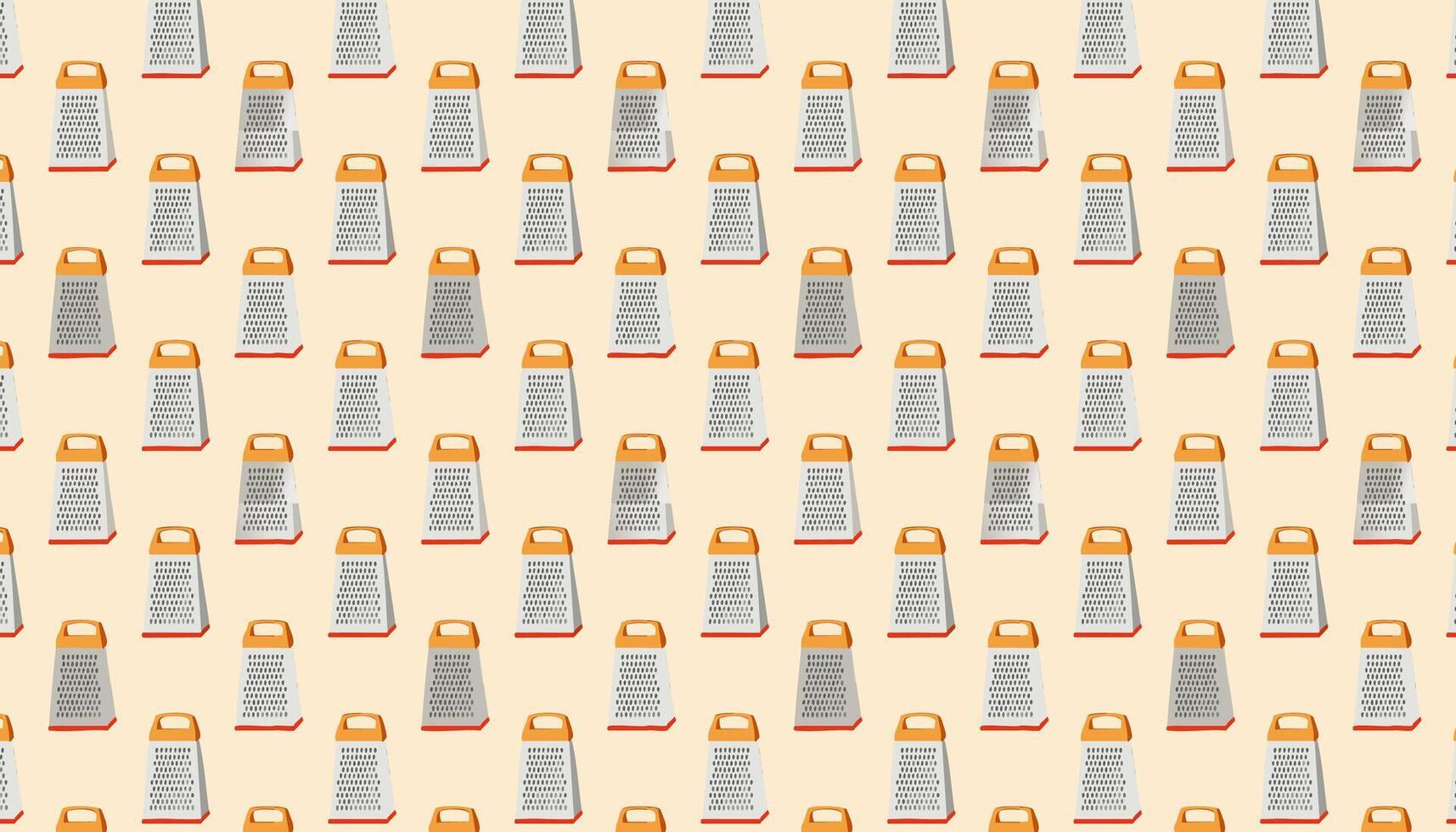 Pattern with hand drawn grater on beige background vector