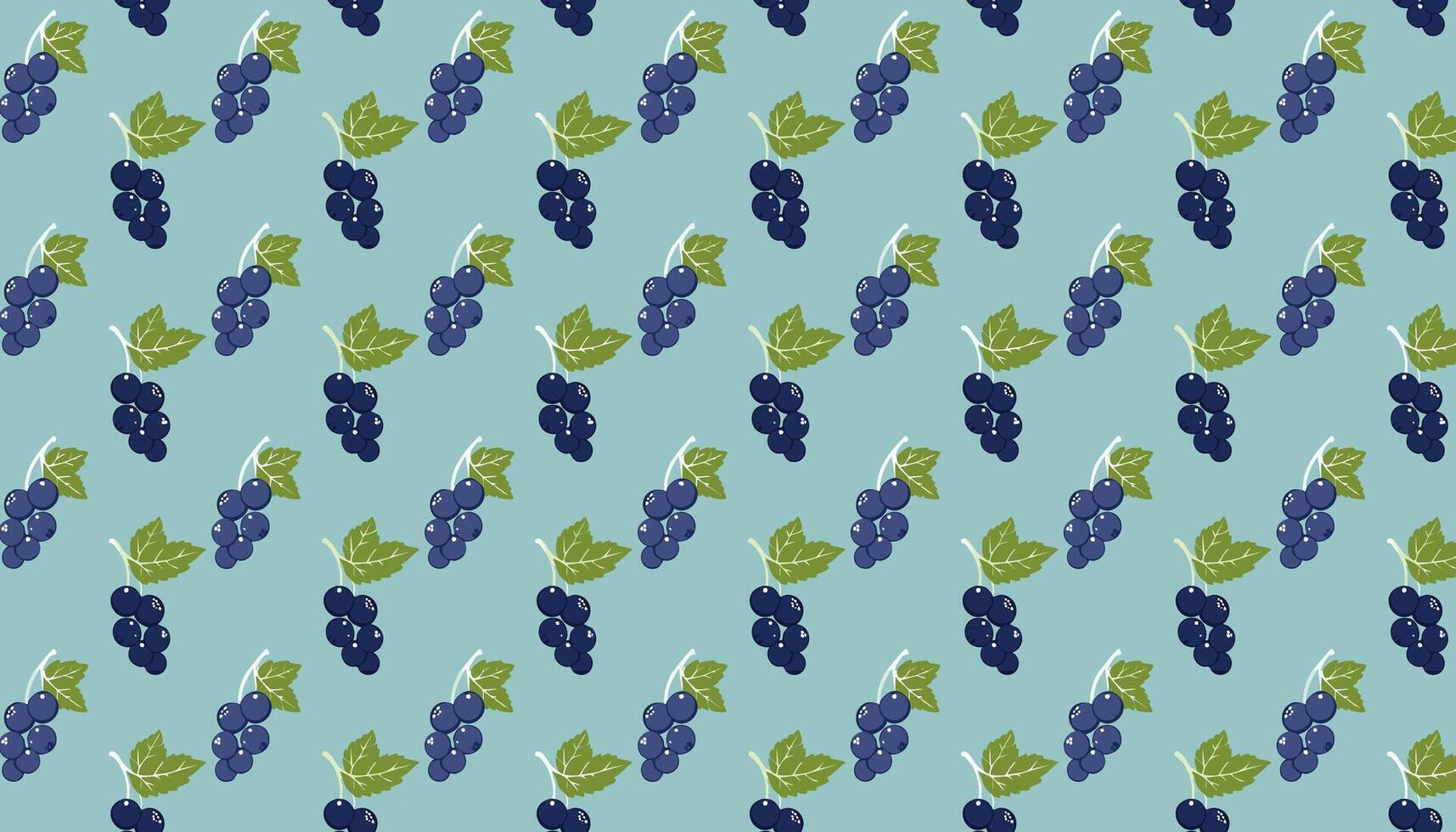 Pattern with currant berries on blue background illustration. vector