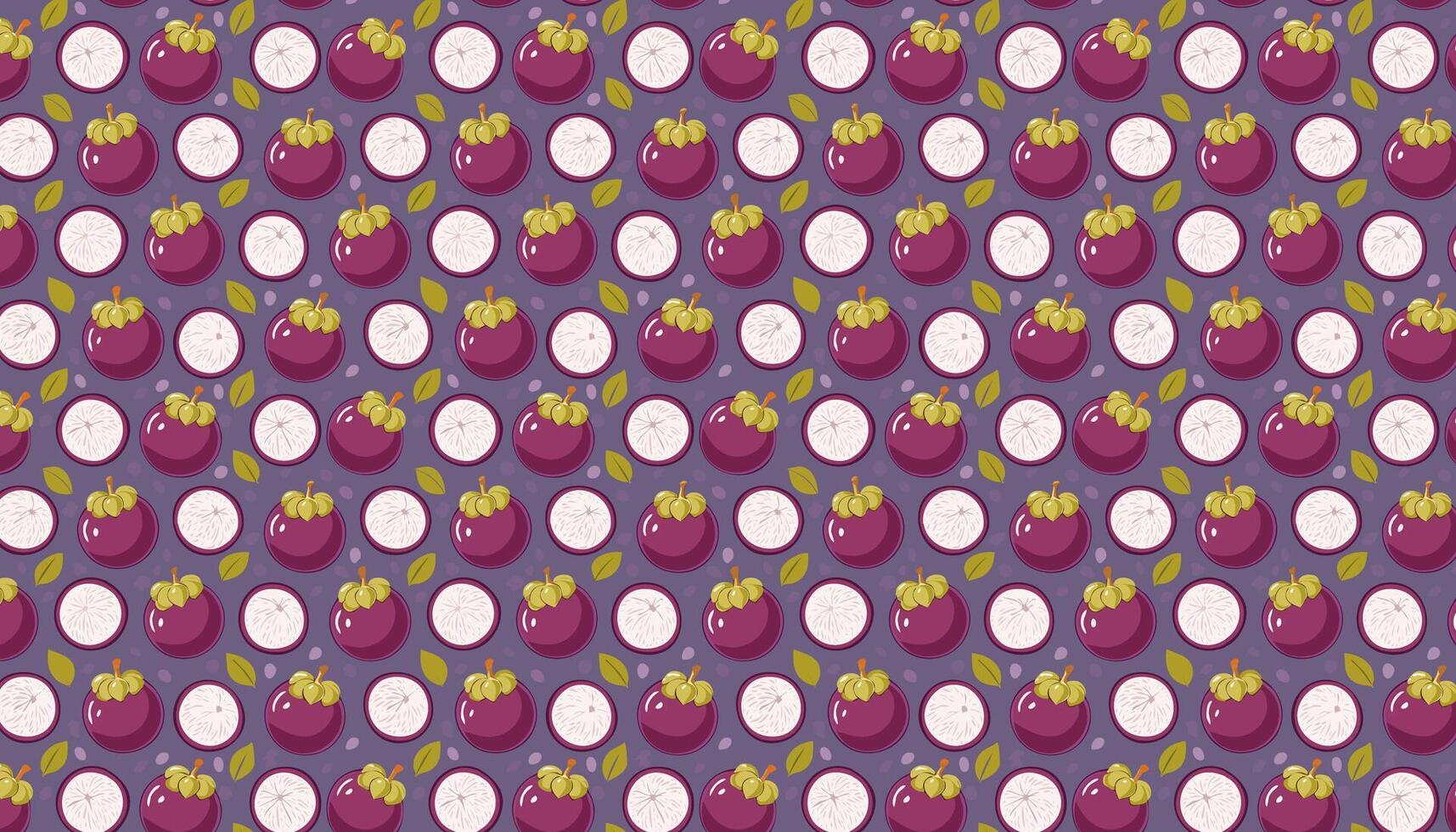 Seamless pattern with mangosteen. Exotic fruit background. vector
