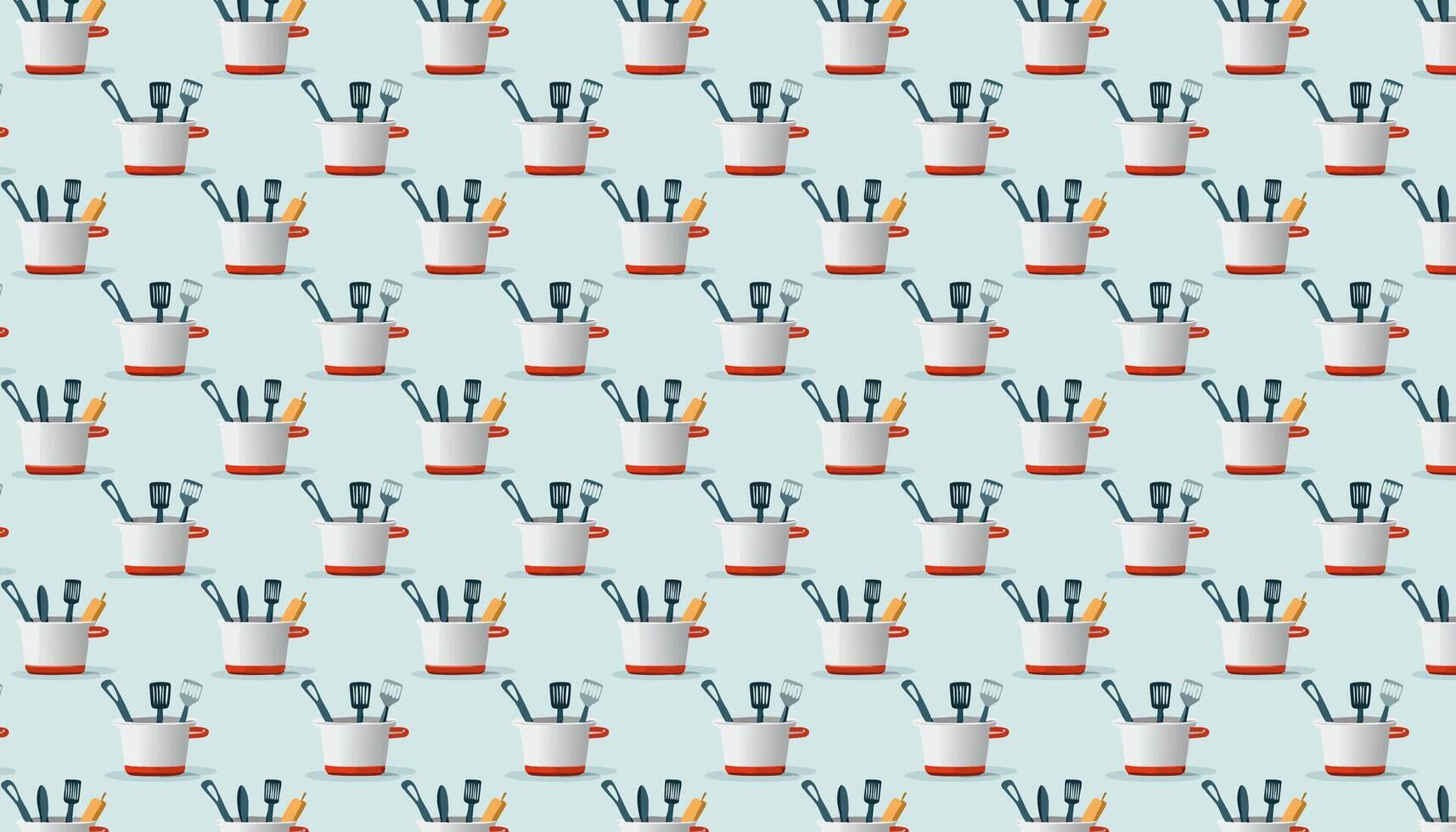 Pattern with kitchen tool holder. illustration in flat style. vector