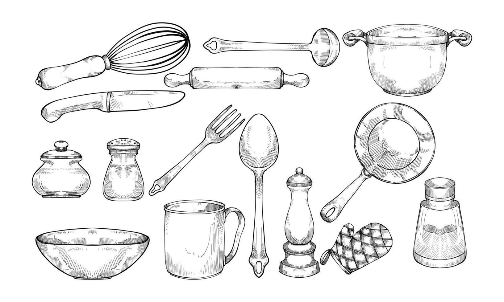 cooking equipment handdranw collection vector