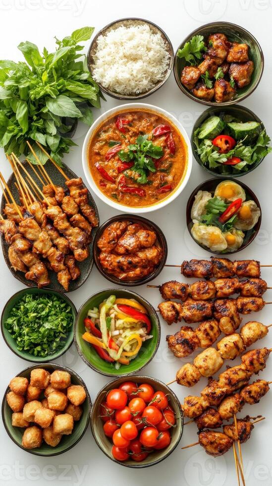 A Table Setting Featuring a Variety of Asian-Inspired Dishes photo