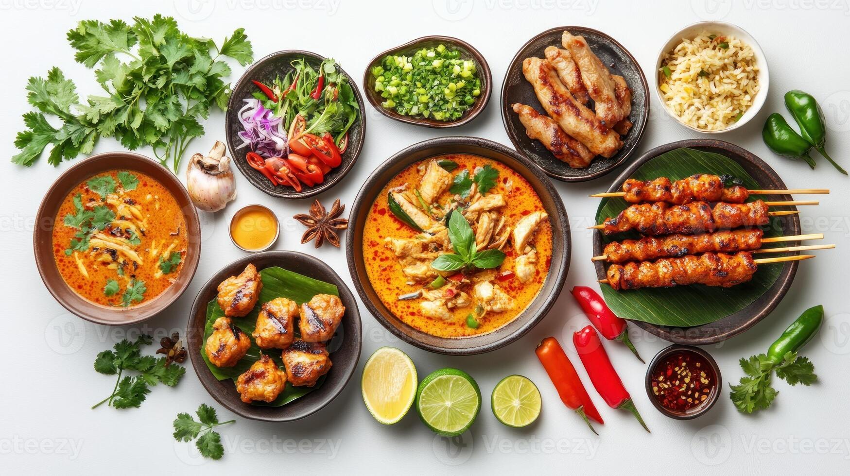 A Culinary Spread of Thai Dishes with Various Ingredients photo