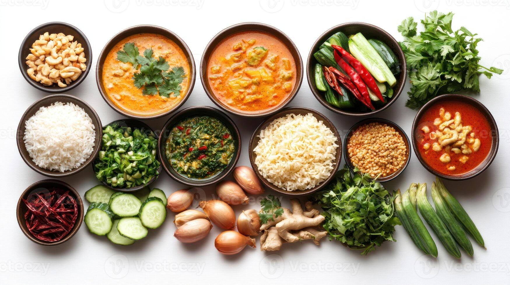 Assortment of Thai Dishes and Ingredients photo