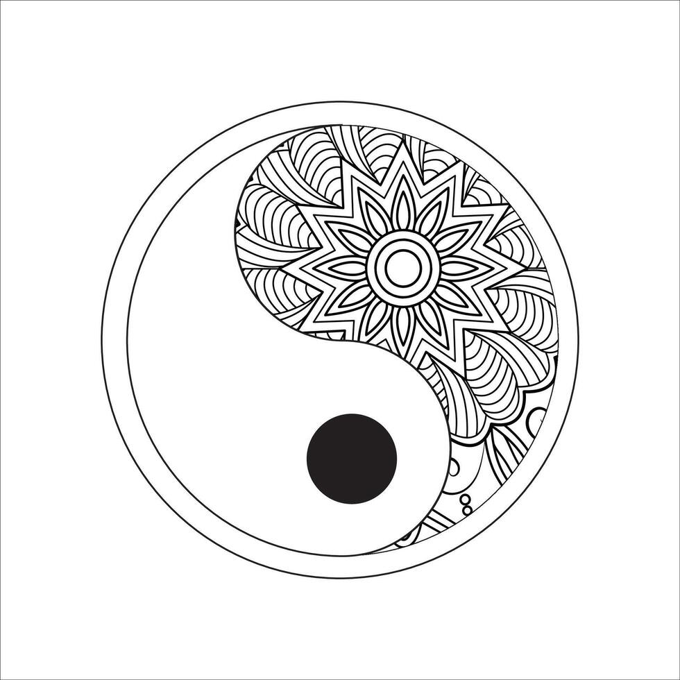 Mandala design concept of Tai chi vector
