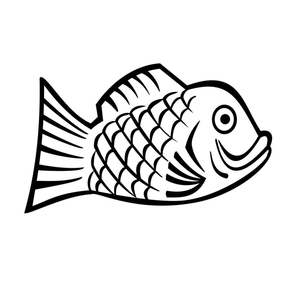 Taiyaki Fish Cake of Tai or Red Sea Bream Retro vector