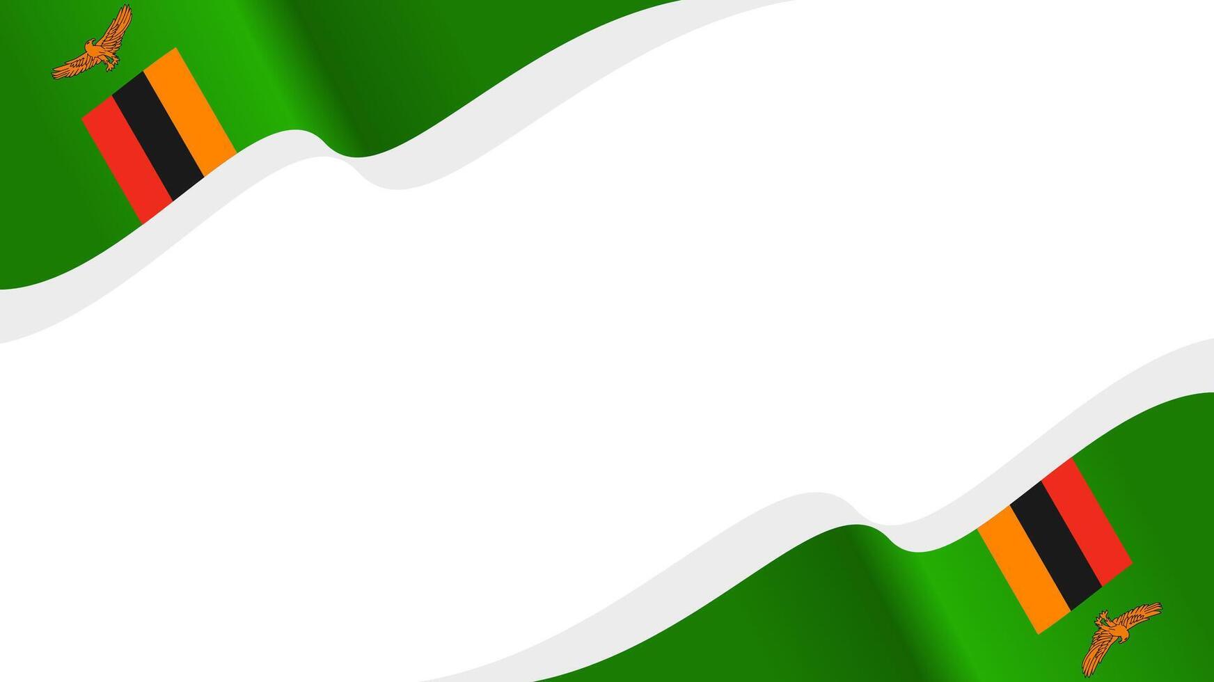 wavy zambia flag background with copy space for text. for national day vector