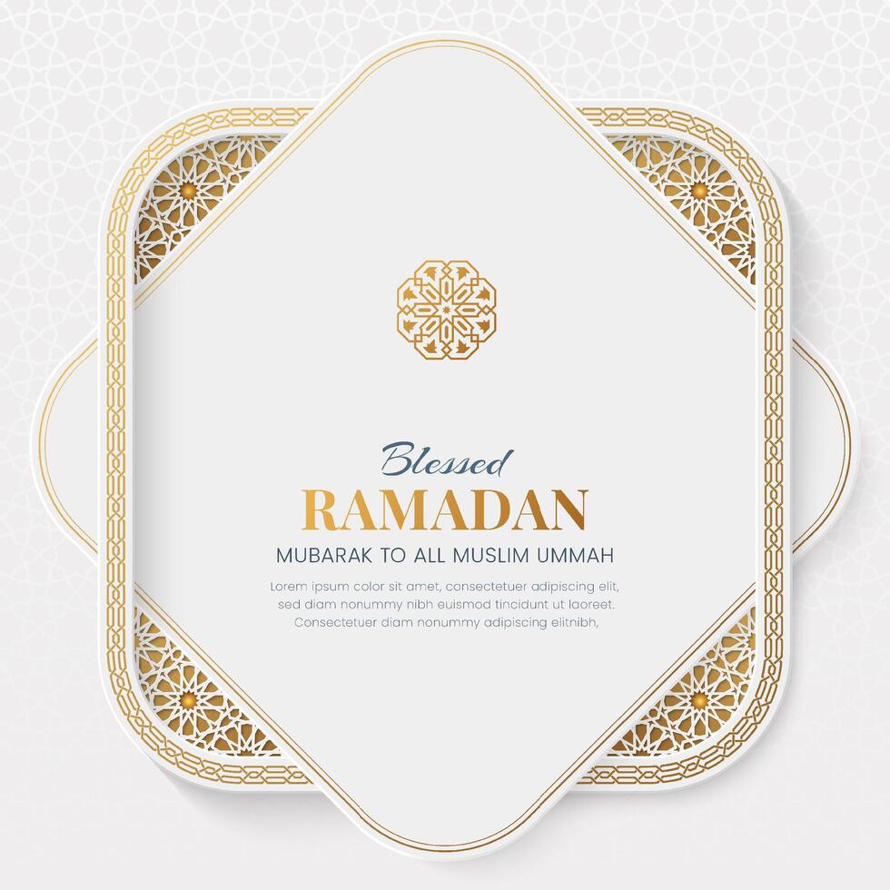 Ramadan Kareem ornamental greeting card with Arabic pattern and decorative intricated frame vector
