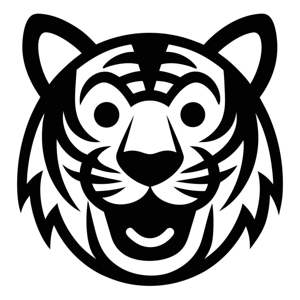 Friendly Tiger Face Silhouette for Creative Design vector