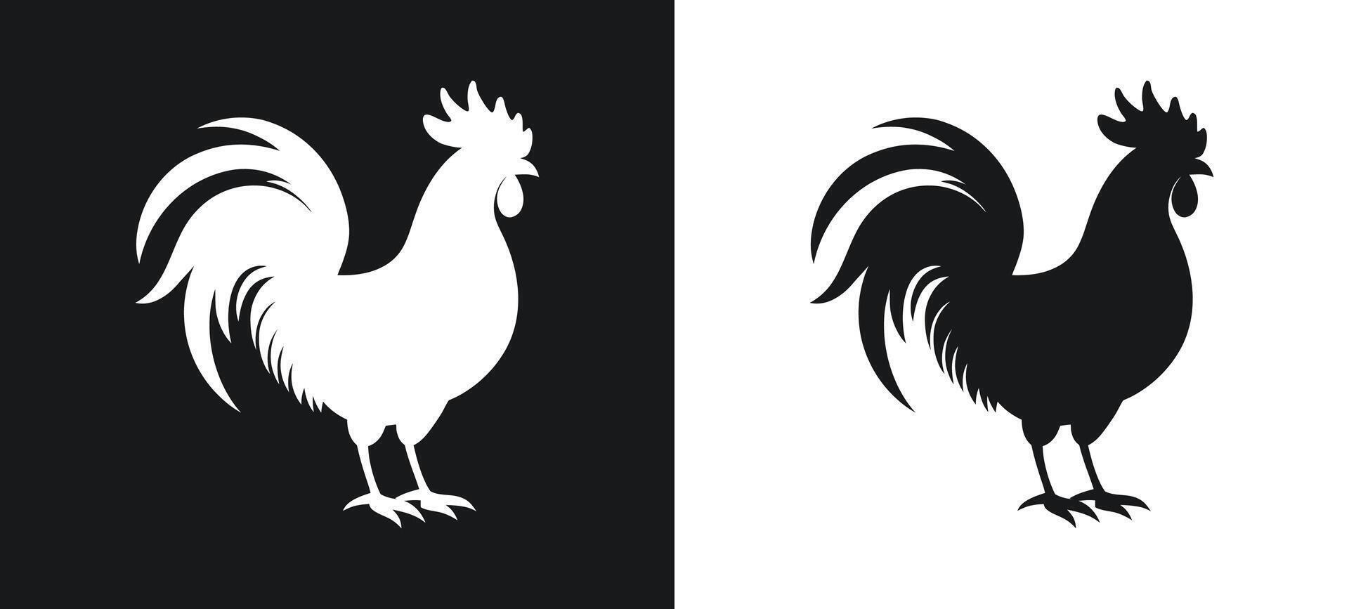 Creative Chicken Silhouette Icon Set Design vector