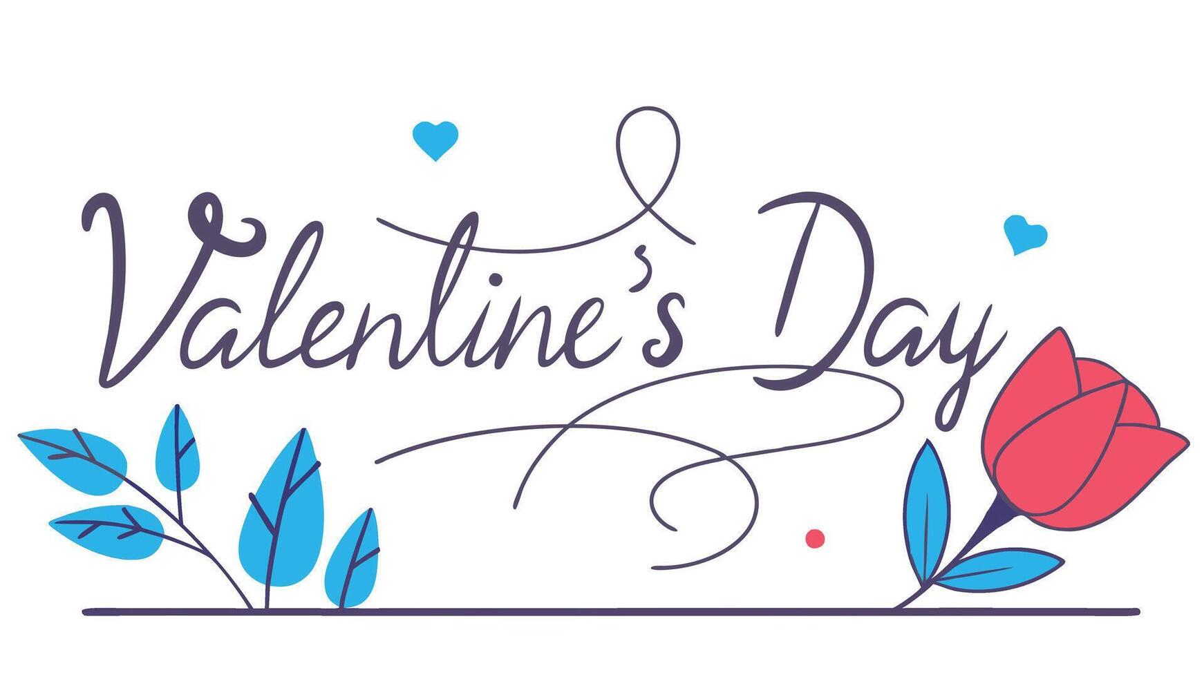 Valentine's Day text, elegant cursive vector
