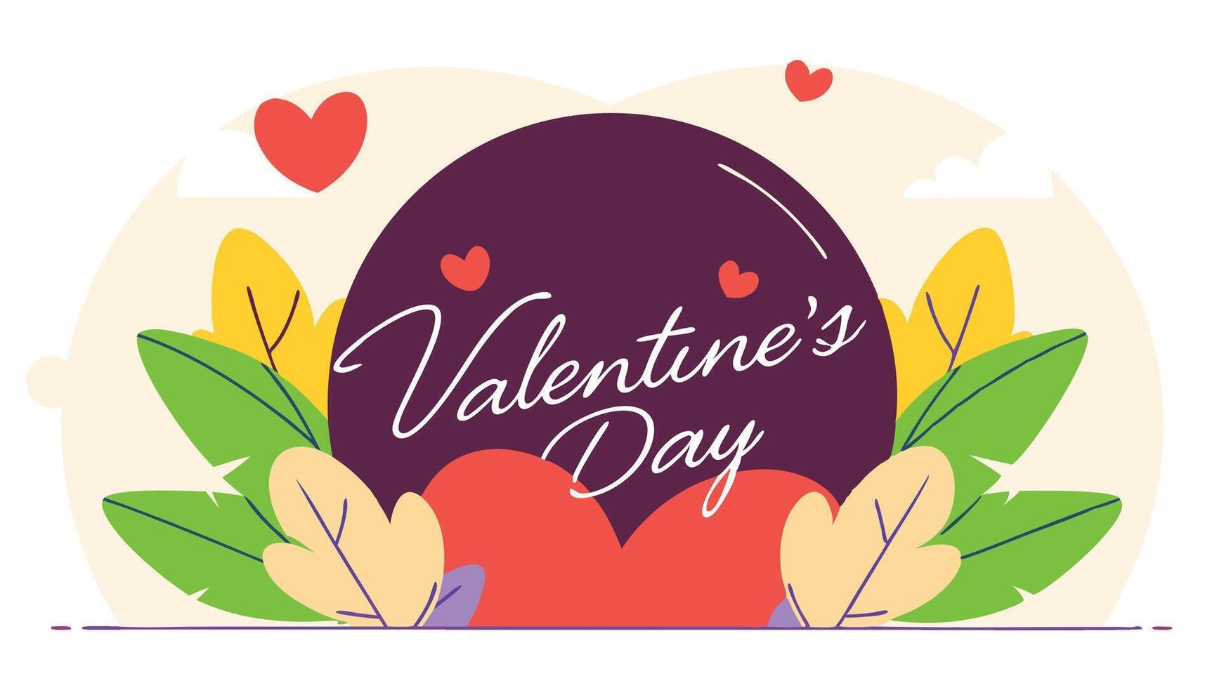 Valentine's Day text, elegant cursive typography, white lettering, red background vector