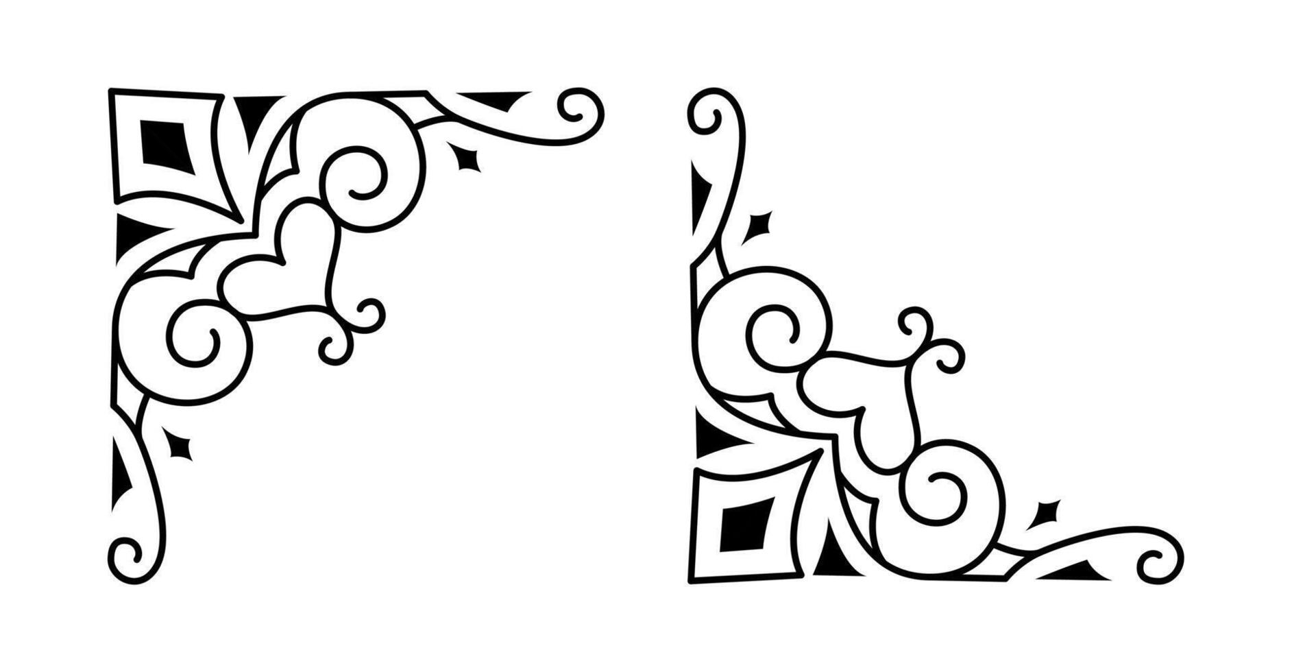 luxury frames ornament corner on black colour vector