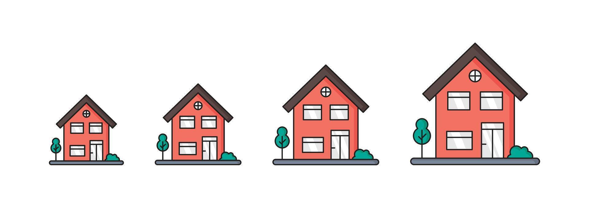 vintage style houses on isolated white background vector