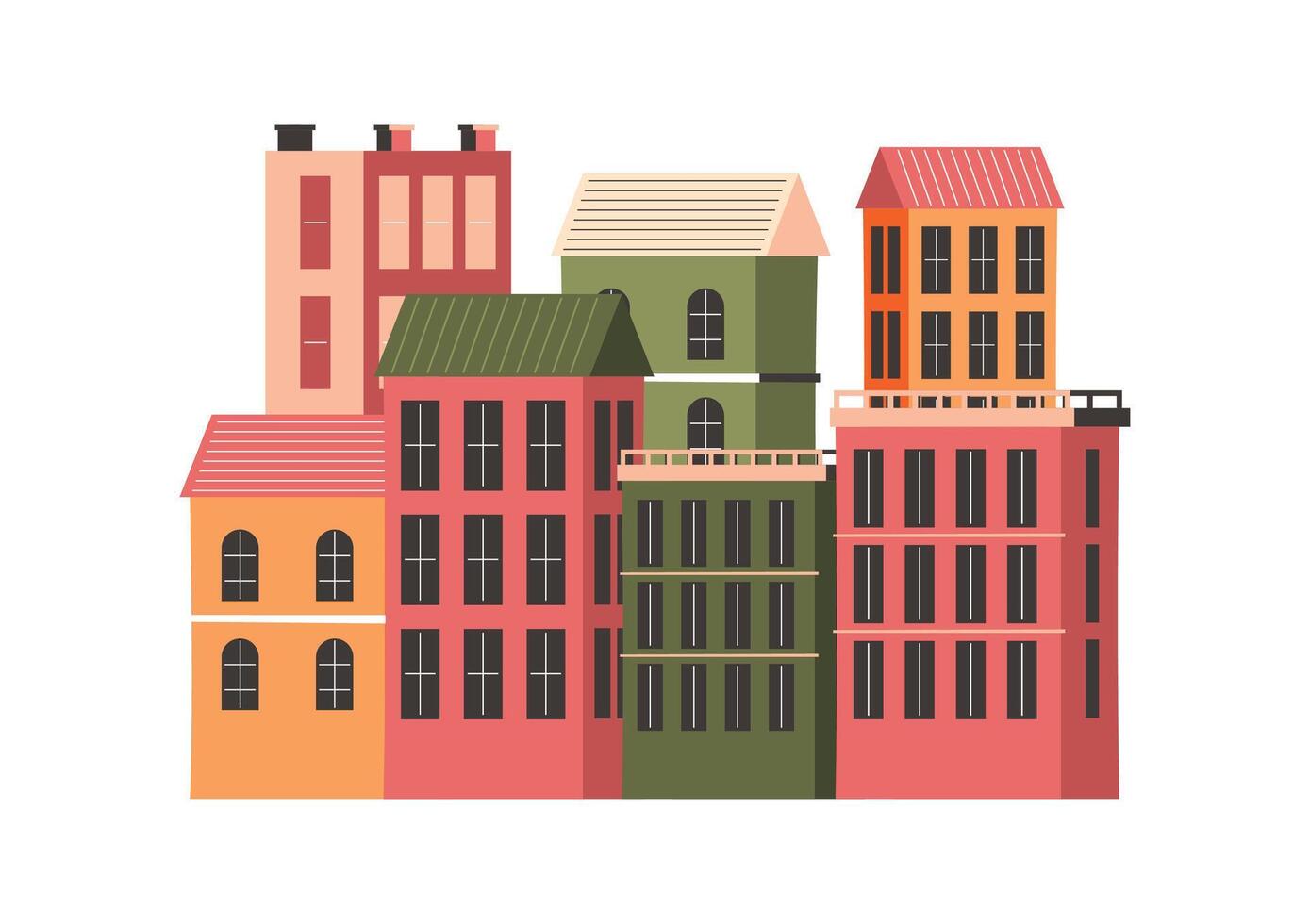 Real estate facades architecture on white background vector