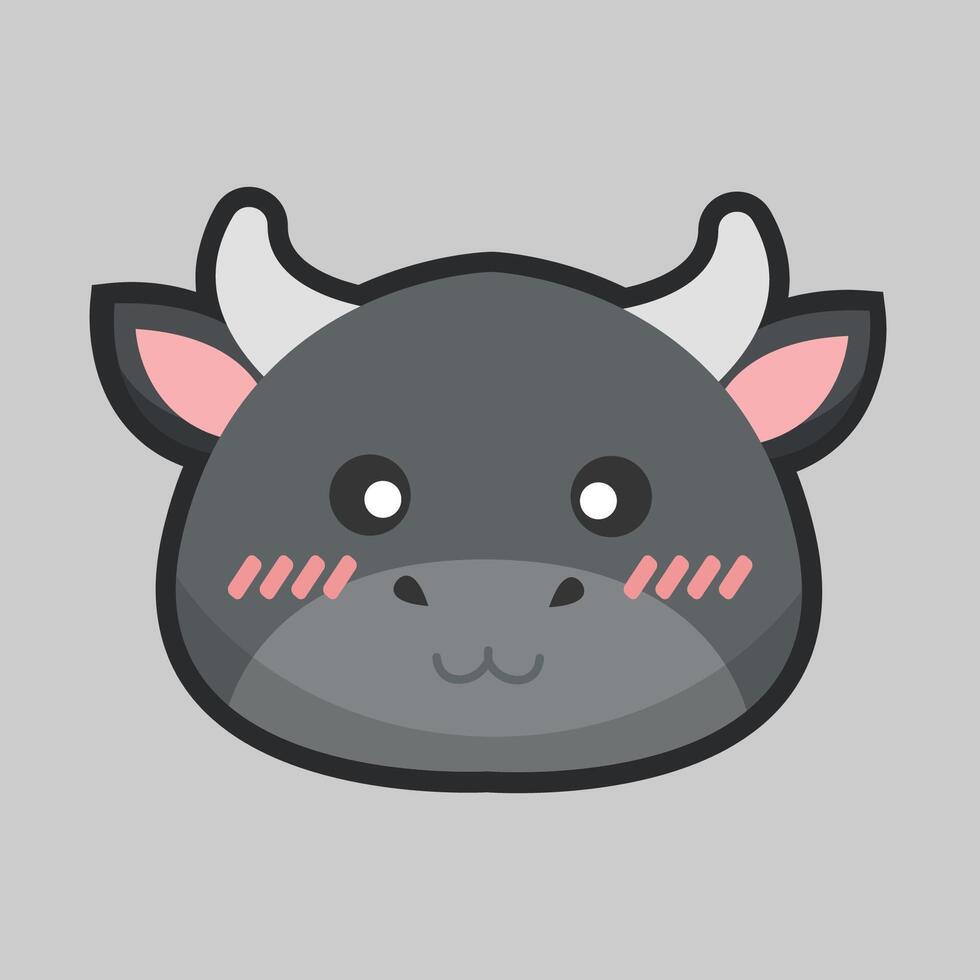 buffalo head with outline flat design. vector