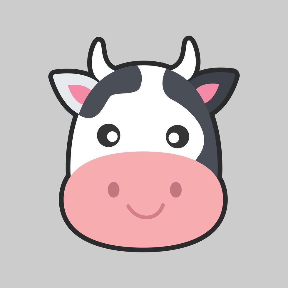 cow head with outline flat design. vector