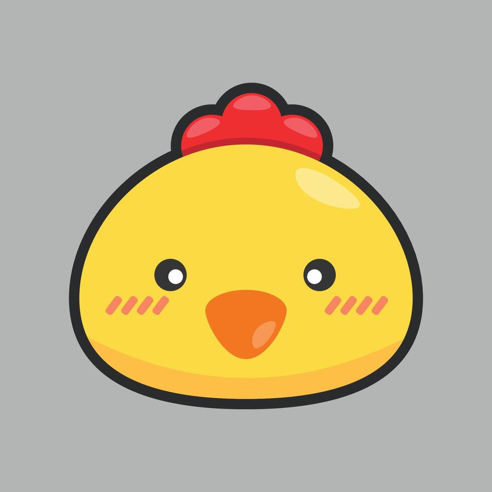 little chicken head with outline flat design. vector