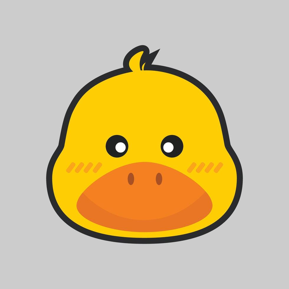 yellow duck head with outline flat design. vector