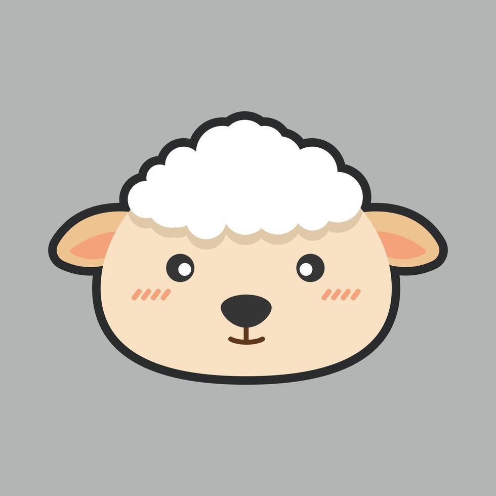 baby sheep with outline flat design. vector